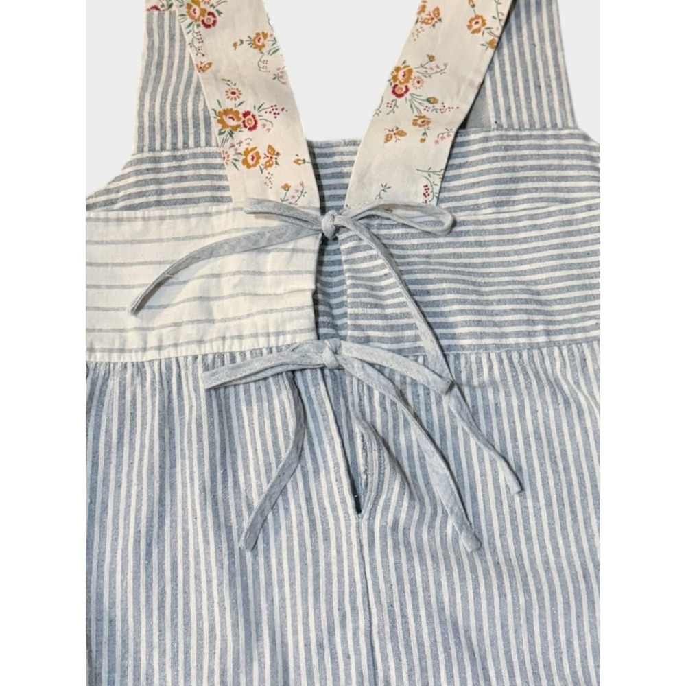 Madewell x The New Denim Project Striped Wide Leg Overalls Blue White XXS - Picture 1 of 10